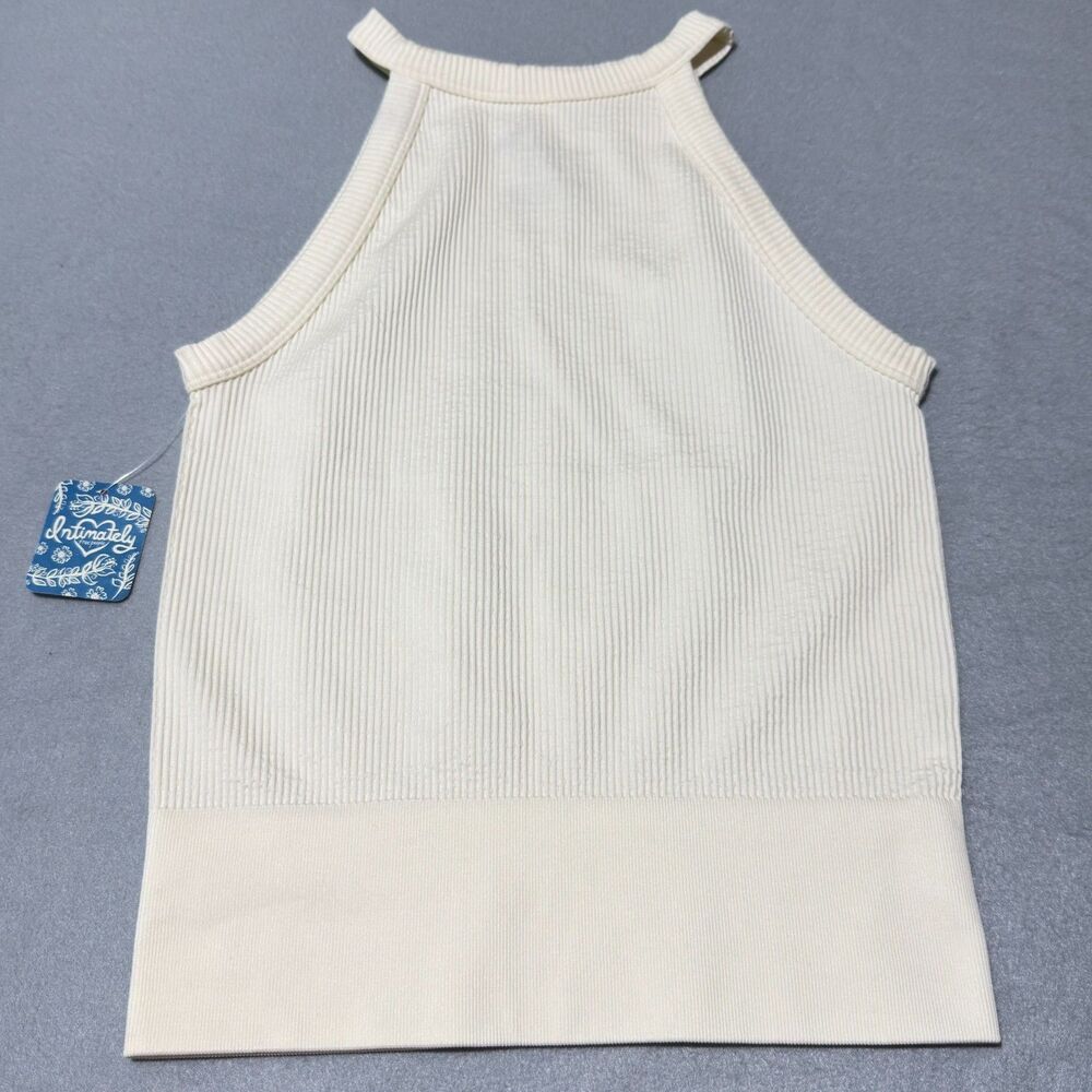 Free People Intimately Seamless Ribbed Halter Tank Top M/L Ivory Cami NEW
